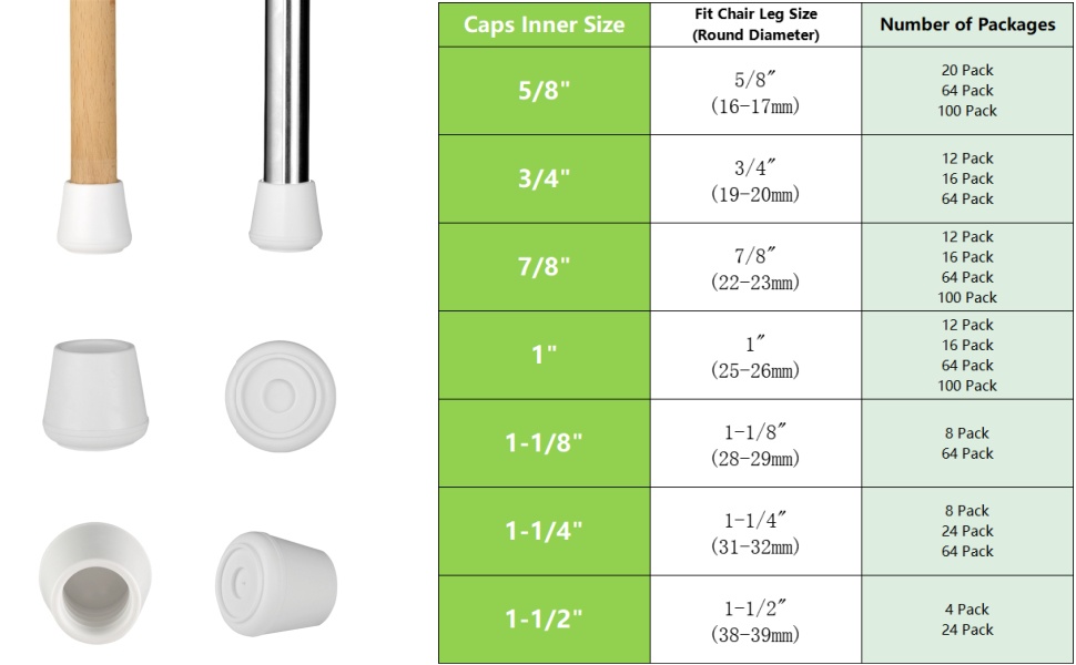 Rubber Chair Leg Tips Caps