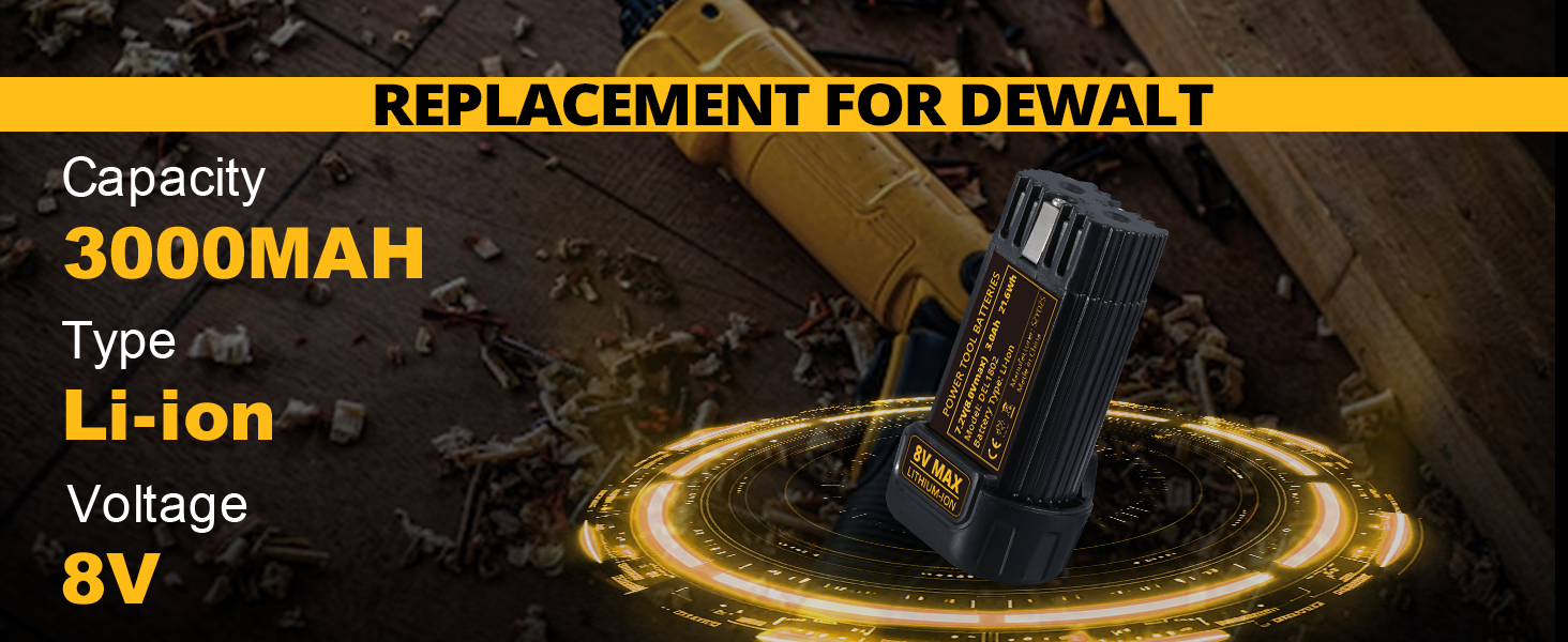 replacement for dewalt 8V battery