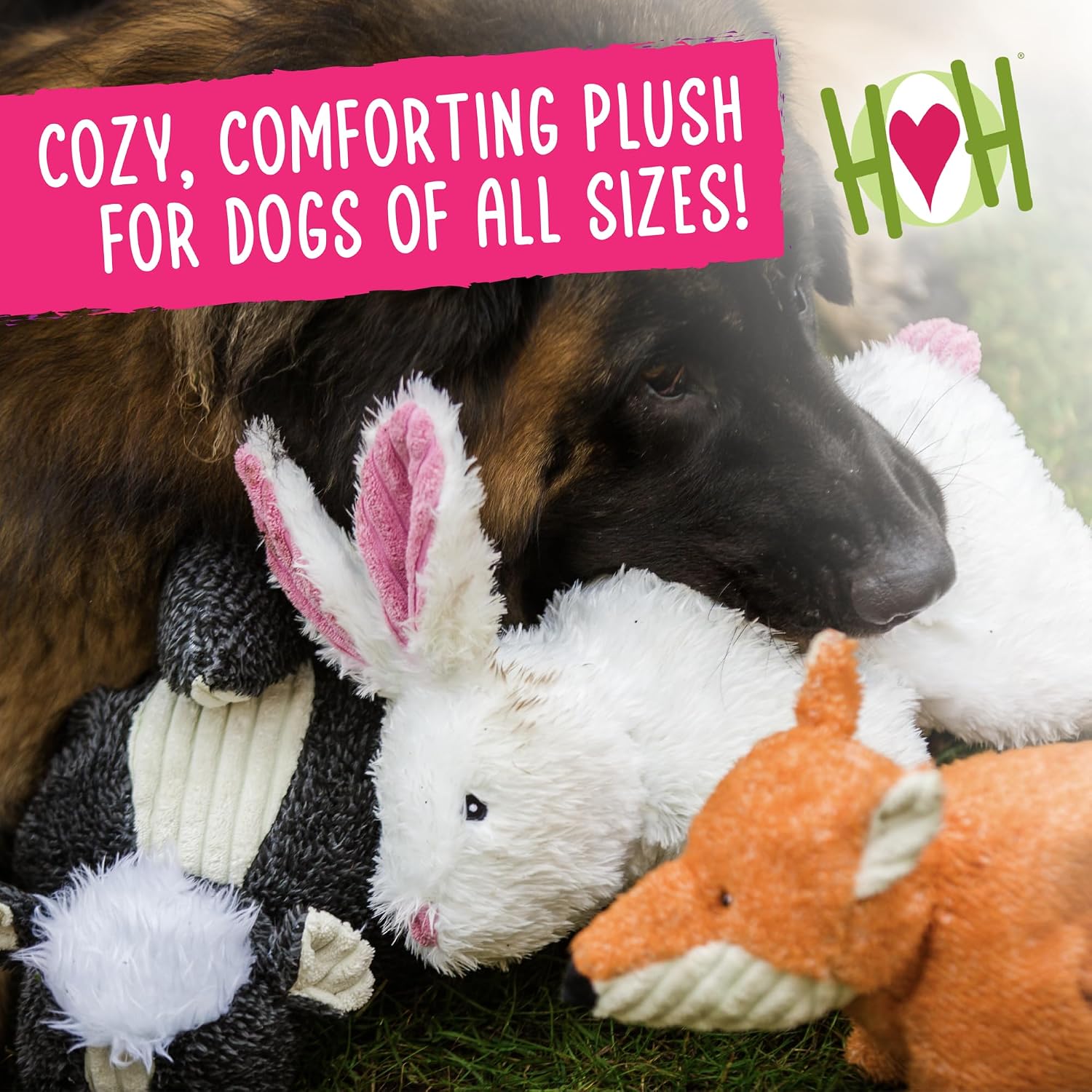 HuggleHounds Knottie Plush Dog Toy - Dog Stuffed Animal Toy, Squeaky Puppy Toys, for Small, Medium & Large Dogs, Durable Plush to Keep Them Busy - Dottie Cow, Large