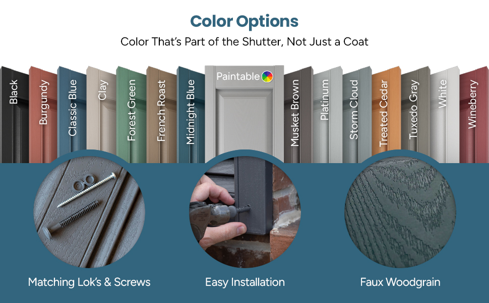 Color Options for Mid-America Vinyl Shutters