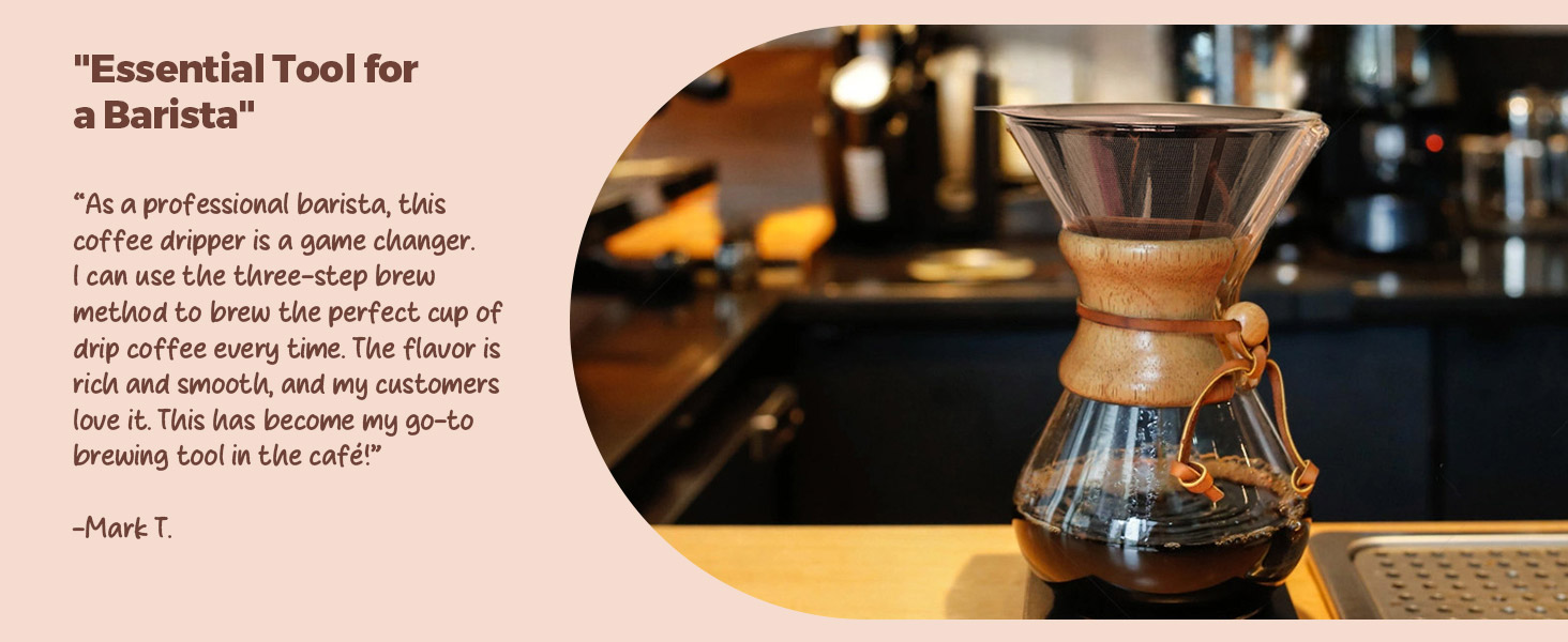 Professional barista-level pour over coffee dripper with premium 300-mesh 2-layer steel filter