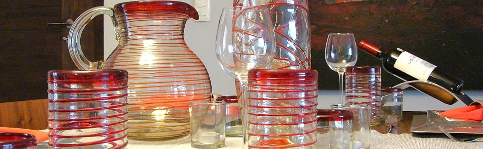 Ruby Red Spiral Holiday Table setting by MexHandcraft