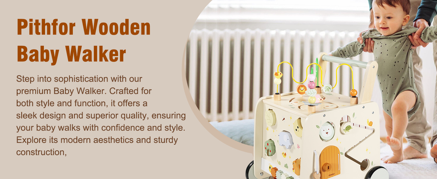 Wooden baby push walker