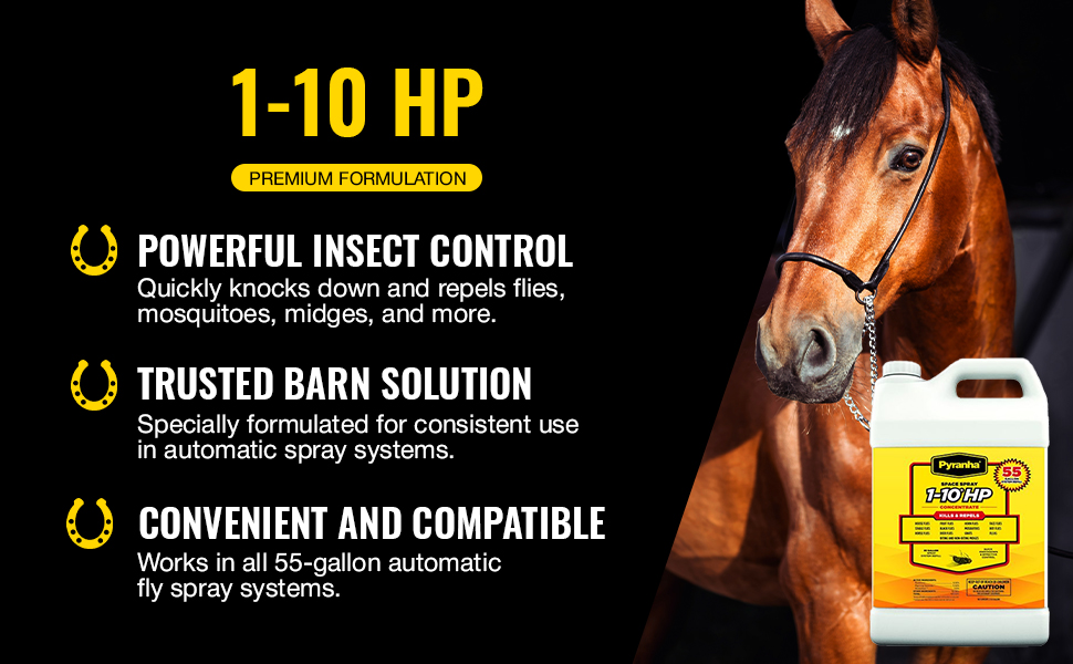 1-10 HP formulation has set the bar for effective automatic flying insect control in horse barns.