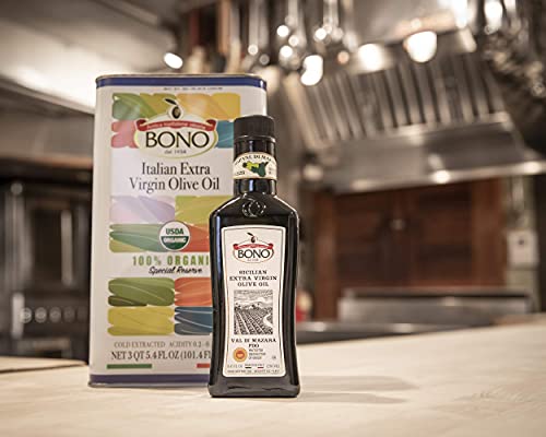 BONO PDO Certified Val Di Mazara Sicilian Extra Virgin Olive Oil, 3 pack