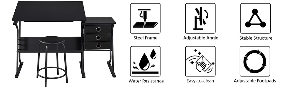Drafting Table &amp; Stool Set