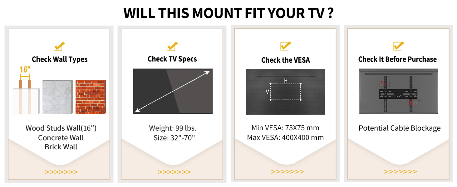 TV Wall Mount for 32-70 Inch TV