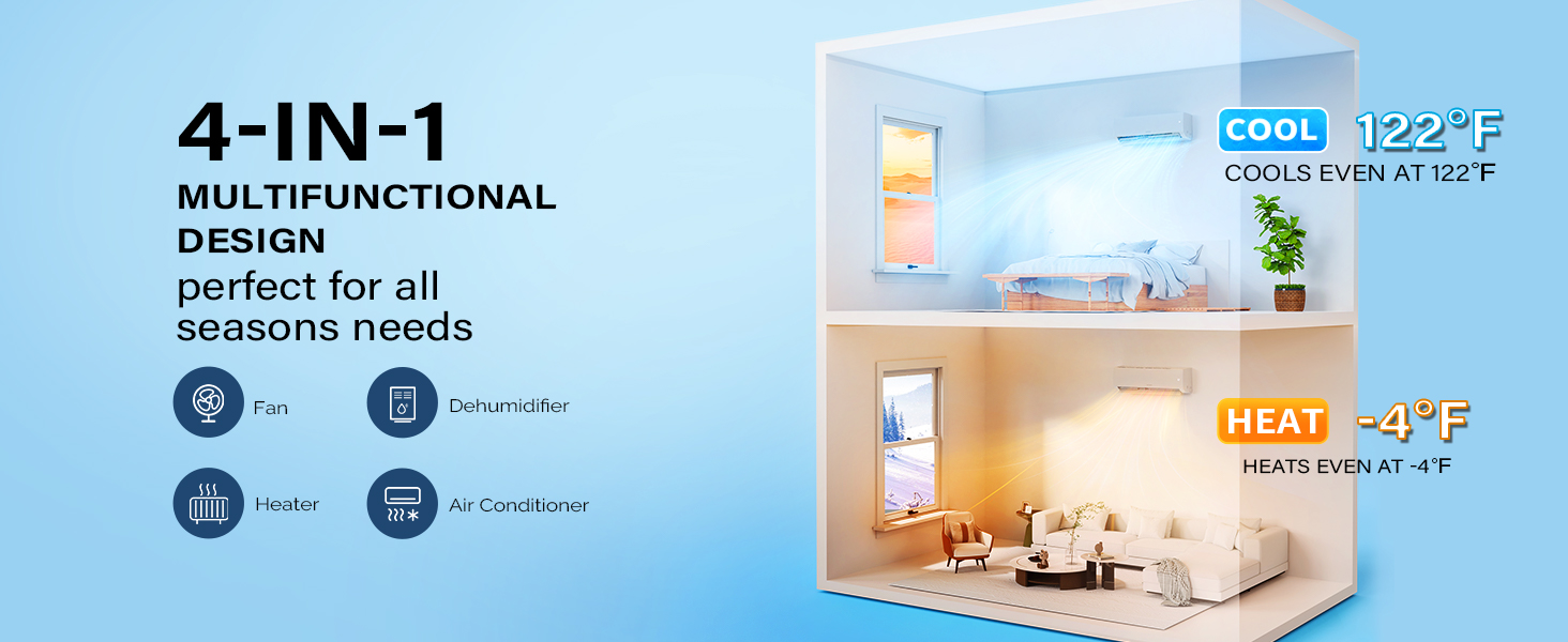 Mini Split Air Conditioner Heater ductless single zone ac unit inverter energy-saving precharged