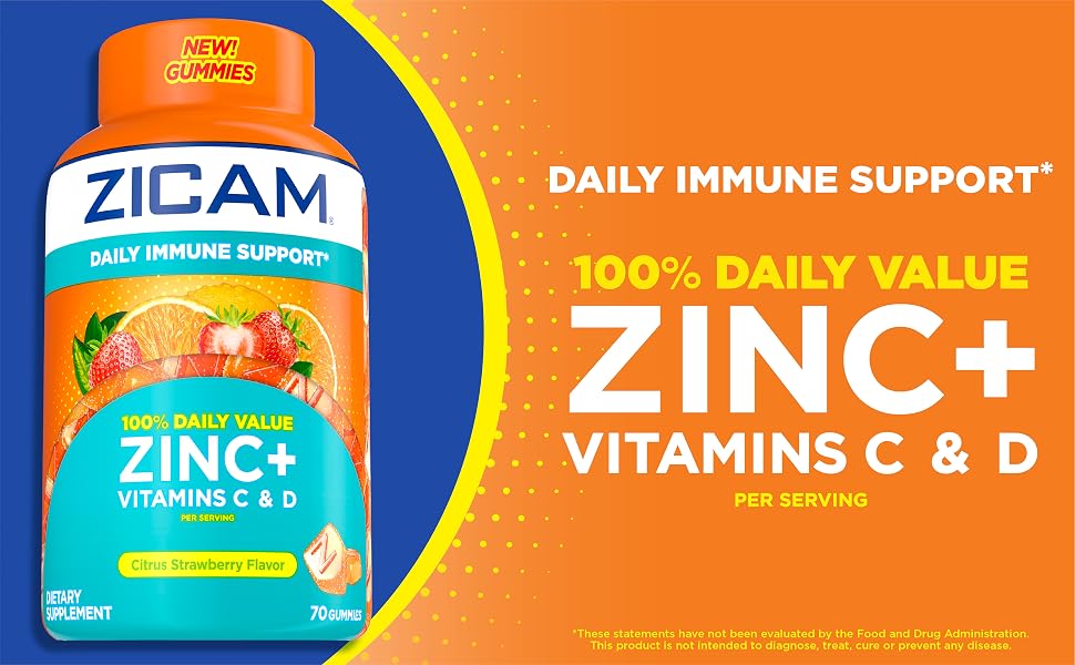 100% Daily Value Zinc + Vitamins C &amp; D