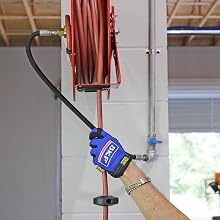 All-steel construction with 50 ft. x 3/8 in. rubber hose with 1/4 in. NPT fitting