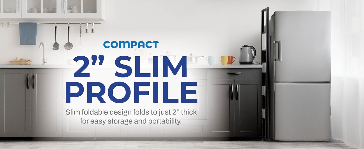compact 2" slim profile slim foldable design wasy storage and portability folds to just 2" thick
