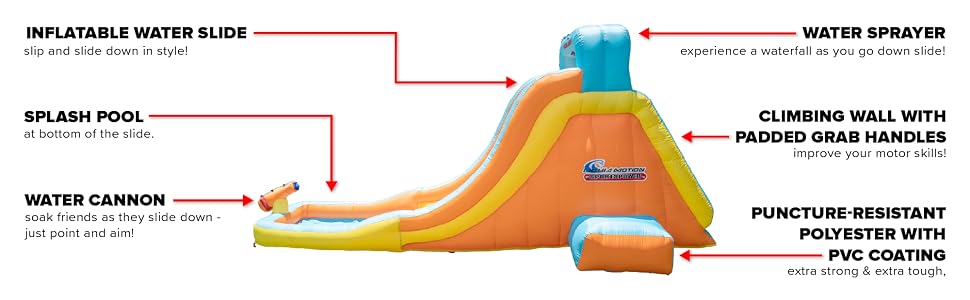 Sportspower My First Inflatable Water Slide Water Cannon Splash Pool Air Blower Included