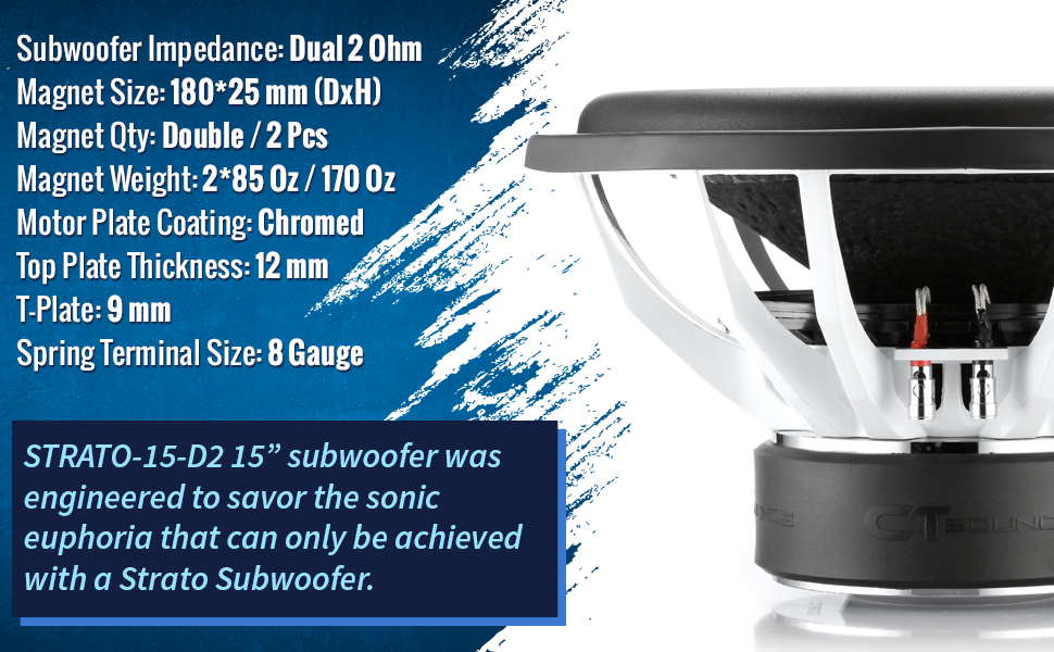 strato 15 car subwoofer bass 15 inch speaker woofer power 1250 watt rms