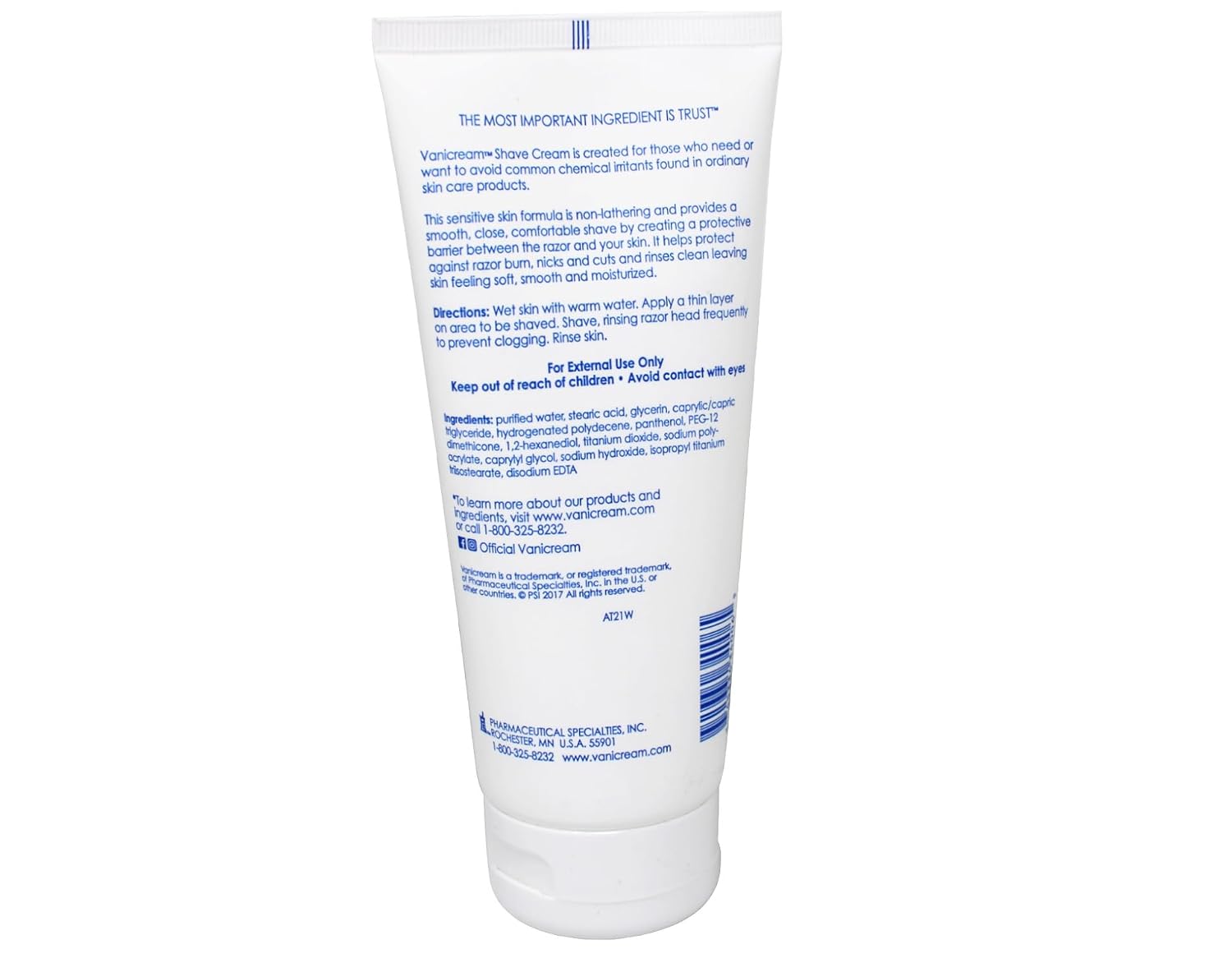 Vanicream Shave Cream, for Sensitive Skin 6 oz (170 g)