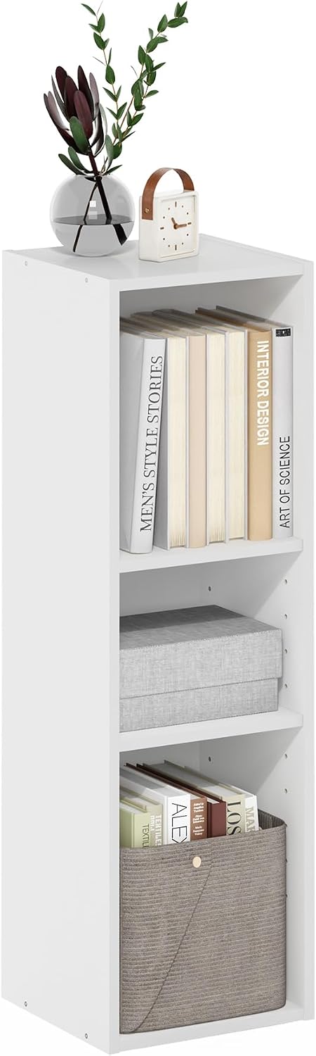 Furinno LUDER Book Shelf, 6-Tier Tall Modern Bookshelf, Bookcase with Open Shelves, 9.3 x 12 x 71, for Living Room, Bedroom, Home Office, White