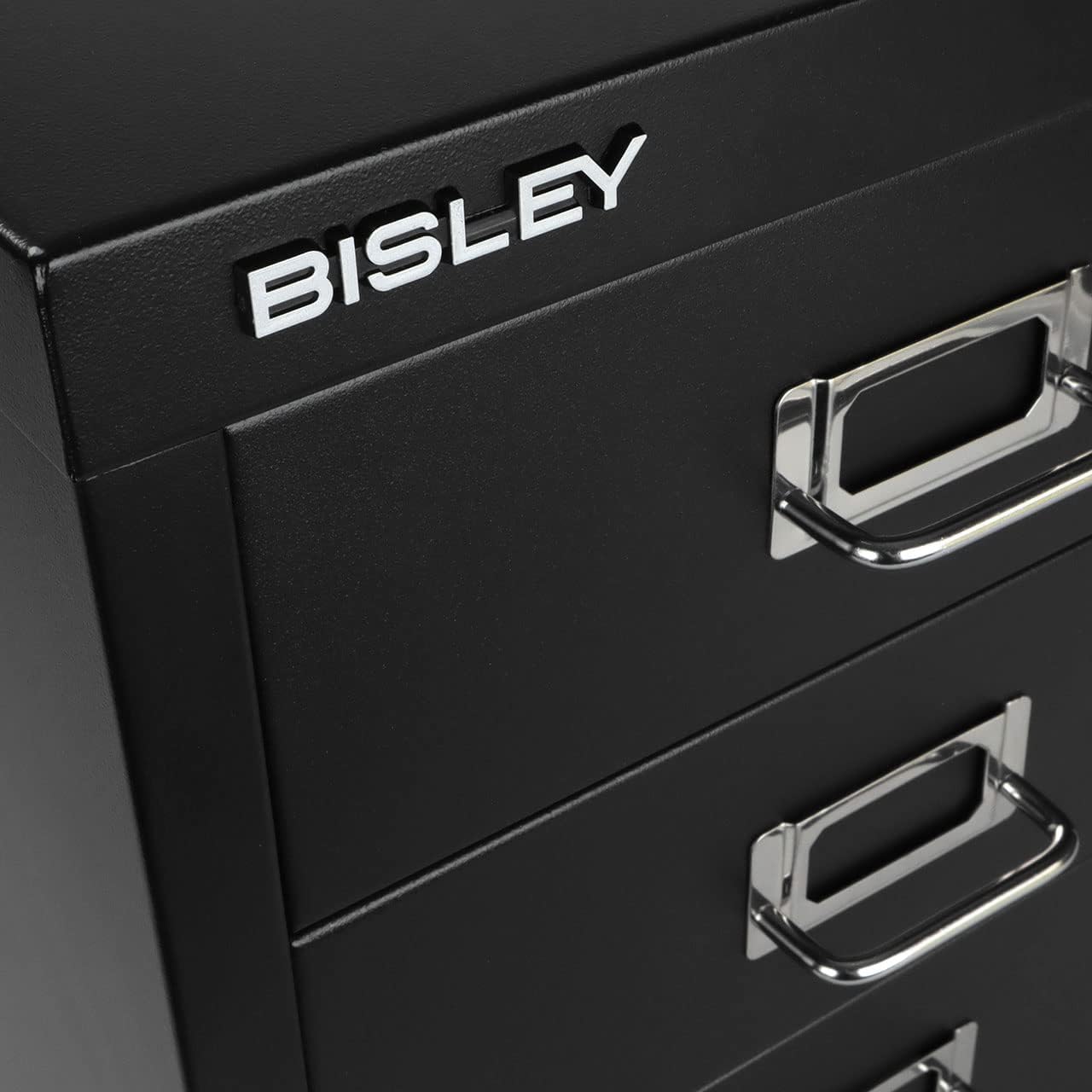 5-Drawer Steel MultiDrawer Cabinet - Orange, by Bisley | Chrome Pull Handles with Label Holders, Powder-Coated Steel, Removable Drawers, Desktop Storage, Labels Included