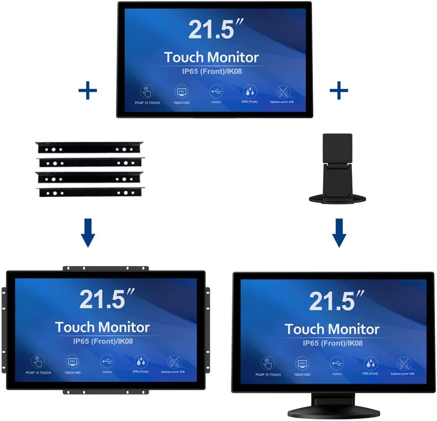 GreenTouch 18.5 Industrial Touch Monitor Open Frame, HDMI/VGA/DVI Interface, Muliti Touch Capacitive Touch Screen Technology