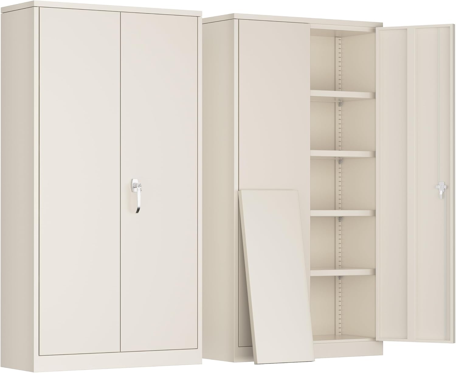 Greenvelly Steel SnapIt Storage Cabinet, 72" Locking Metal Garage Storage Cabinet with 4 Adjustable Shelves, 2 Doors and Lock for File, Office, Garage
