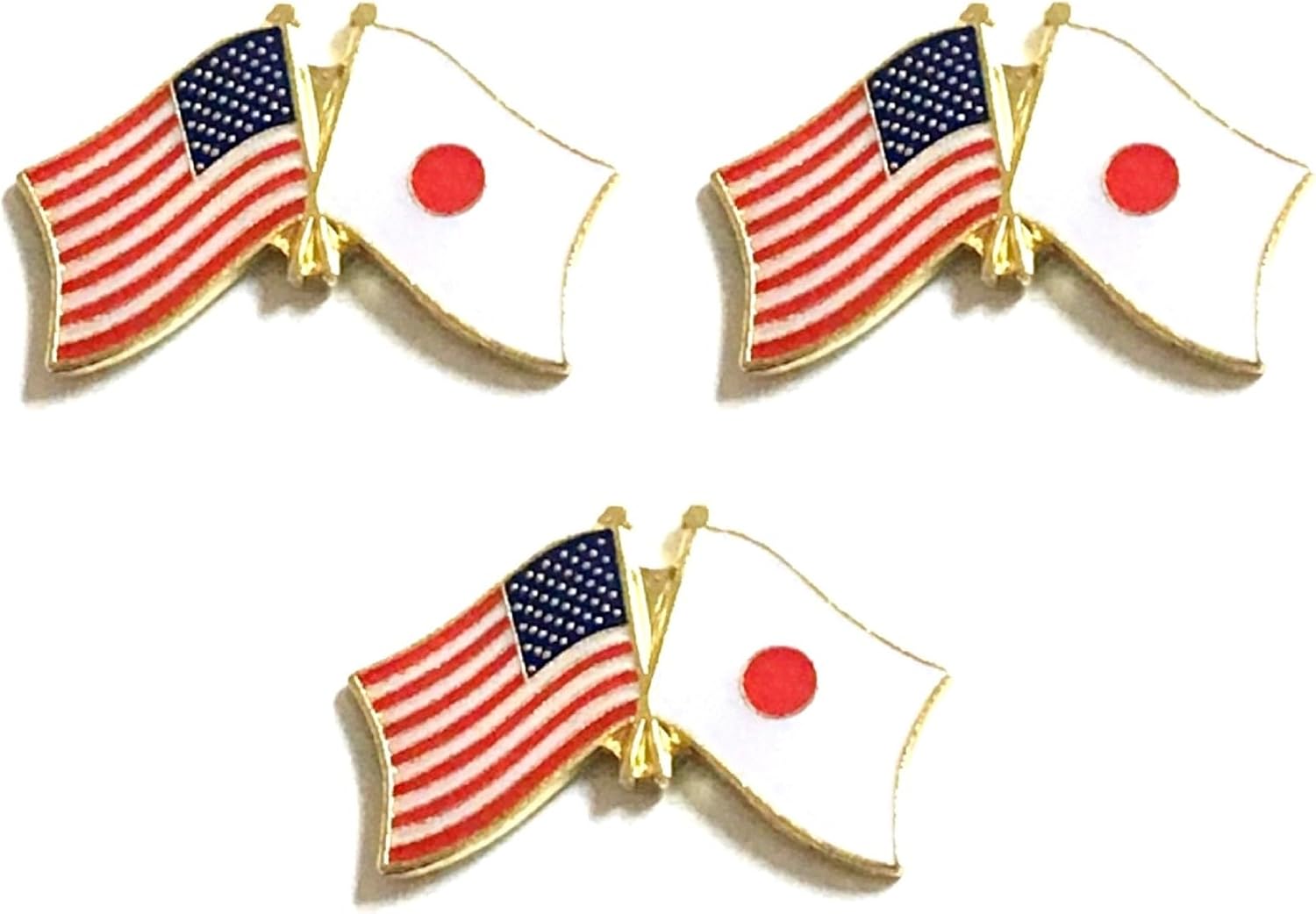 3 National Country Flag Crossed Enamel Flag Pins Pack of 3 Friendship Double Flags