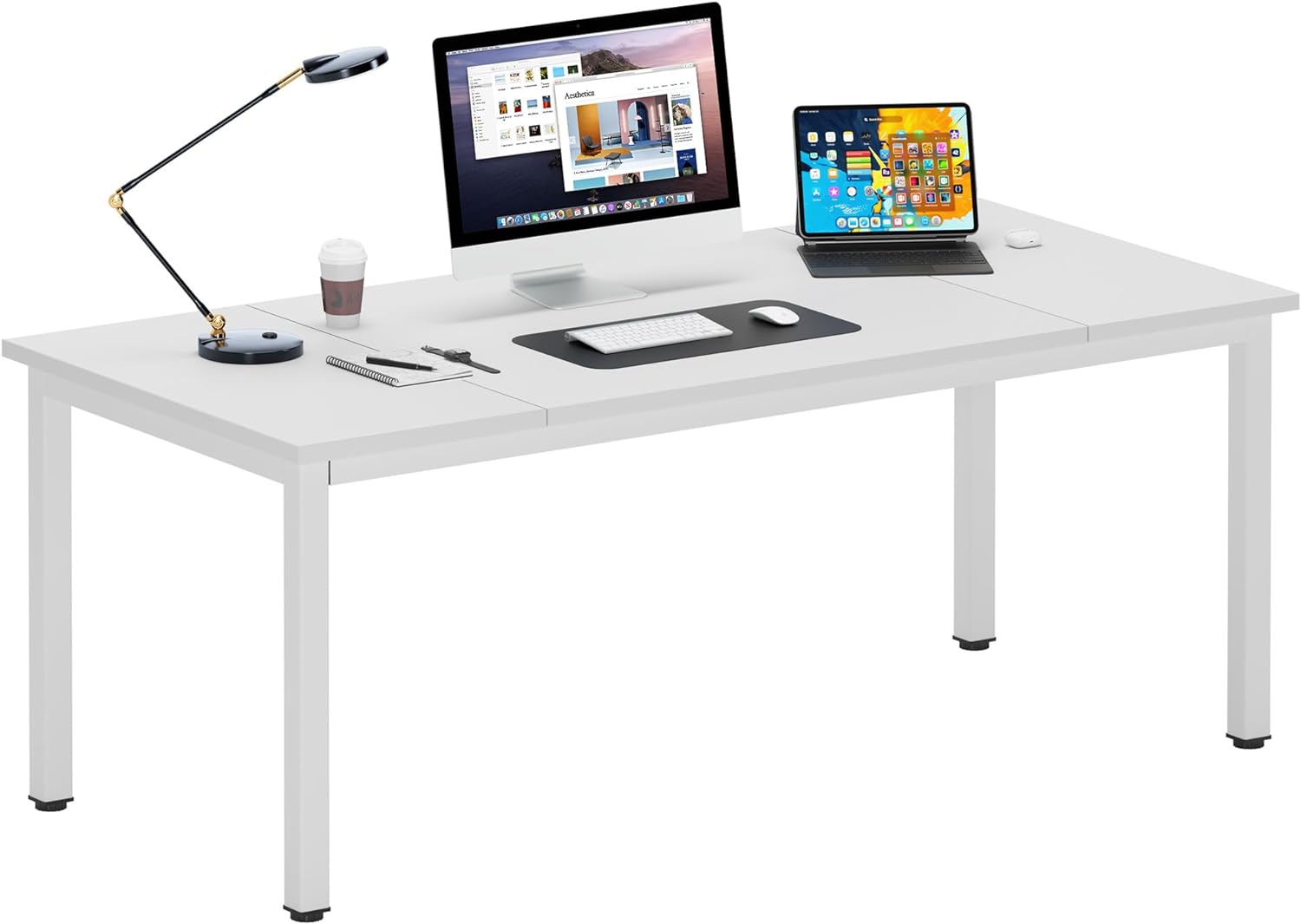 DlandHome 47 inches Medium Computer Desk for Bedroom, Retro