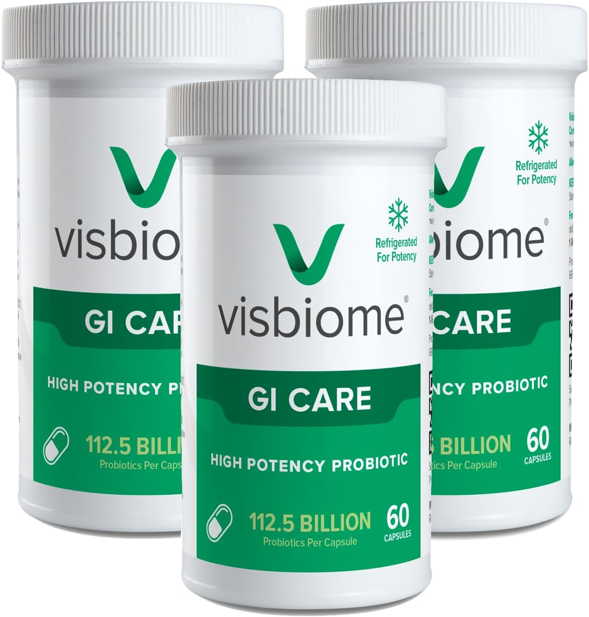 Visbiome® GI Care High Potency Probiotic, 112.5B CFU, 60 Capsules | Original De Simone Formulation®, Multi-Strain, Refrigerated Probiotics, Low FODMAP Certified, Gluten-Free, Made in USA