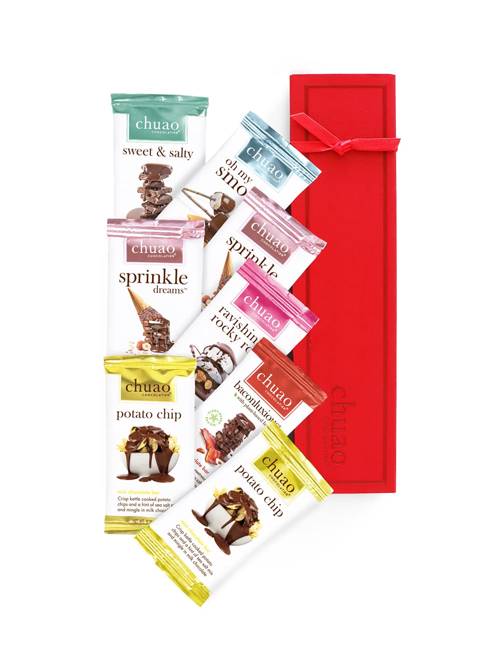 Chuao Chocolatier Taste the Joy Mini Gourmet Chocolate Bar Gift Box | Milk and Dark Chocolate Variety Sampler |16 Mini Bars (0.39 oz each)