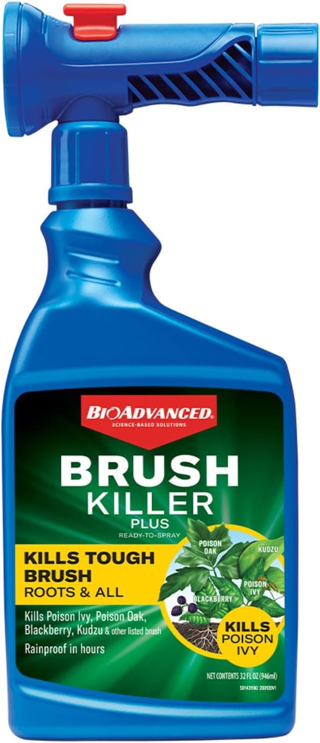 BioAdvanced Brush Killer Plus Concentrate - Mix & Spray - Kills Tough Brush like Poison Ivy and Kudzu - Visible Results in 1-6 Weeks - Rainproof in