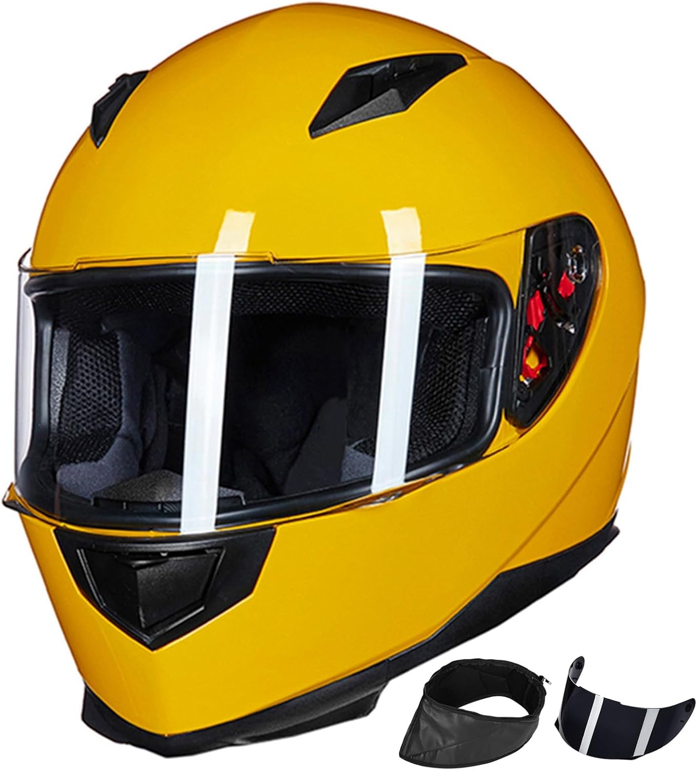 ILM Full Face Motorcycle Street Bike Helmet with Removable Winter Neck Scarf + 2 Visors DOT Model ILM-313