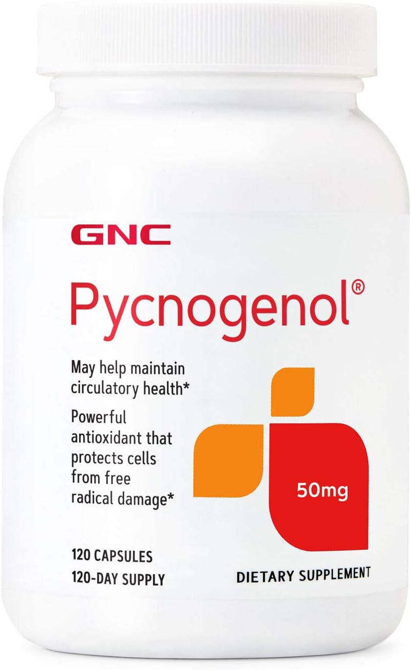 GNC Pycnogenol 50mg, Maintains Circulatory Health, 120 Capsules