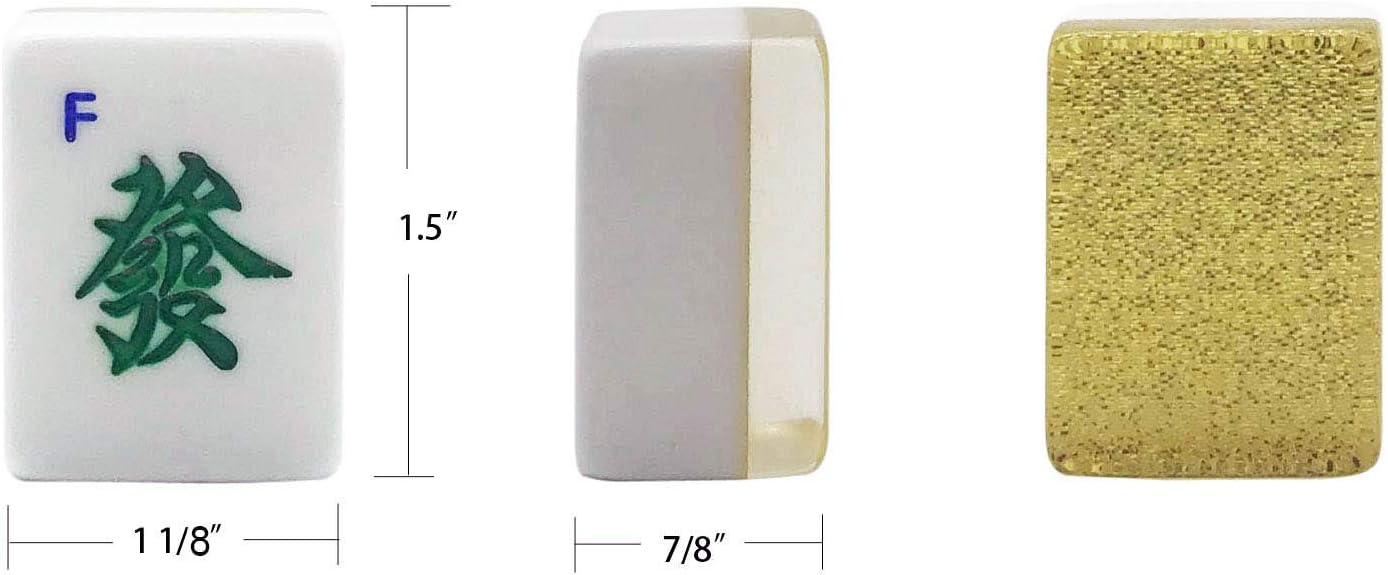 Chinese Mahjong Set 144 X Large 1.5“ Numbered Gold Sparkle Tiles Carry Case