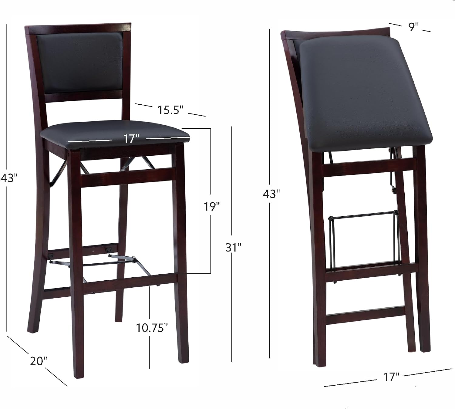 Linon Keira Pad Back Folding Bar Stool
