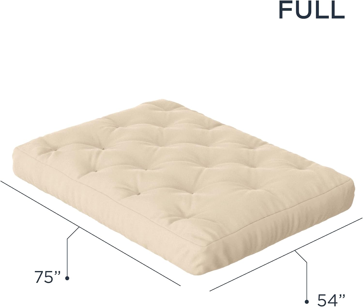 Royal Sleep Products by The Futon Factory 12 inch Foam Futon Mattress - Solid Black Fabric - Full Size - CertiPUR Certified Foams - Made in USA - (Frame not Included)
