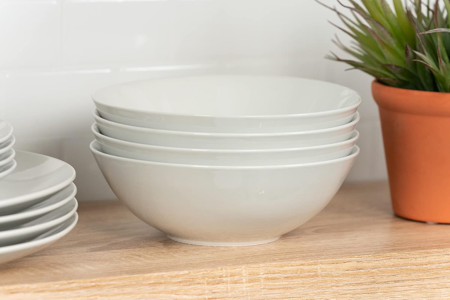 10 Strawberry Street Simply Square 16 Piece Dinnerware Set, Porcelain, White
