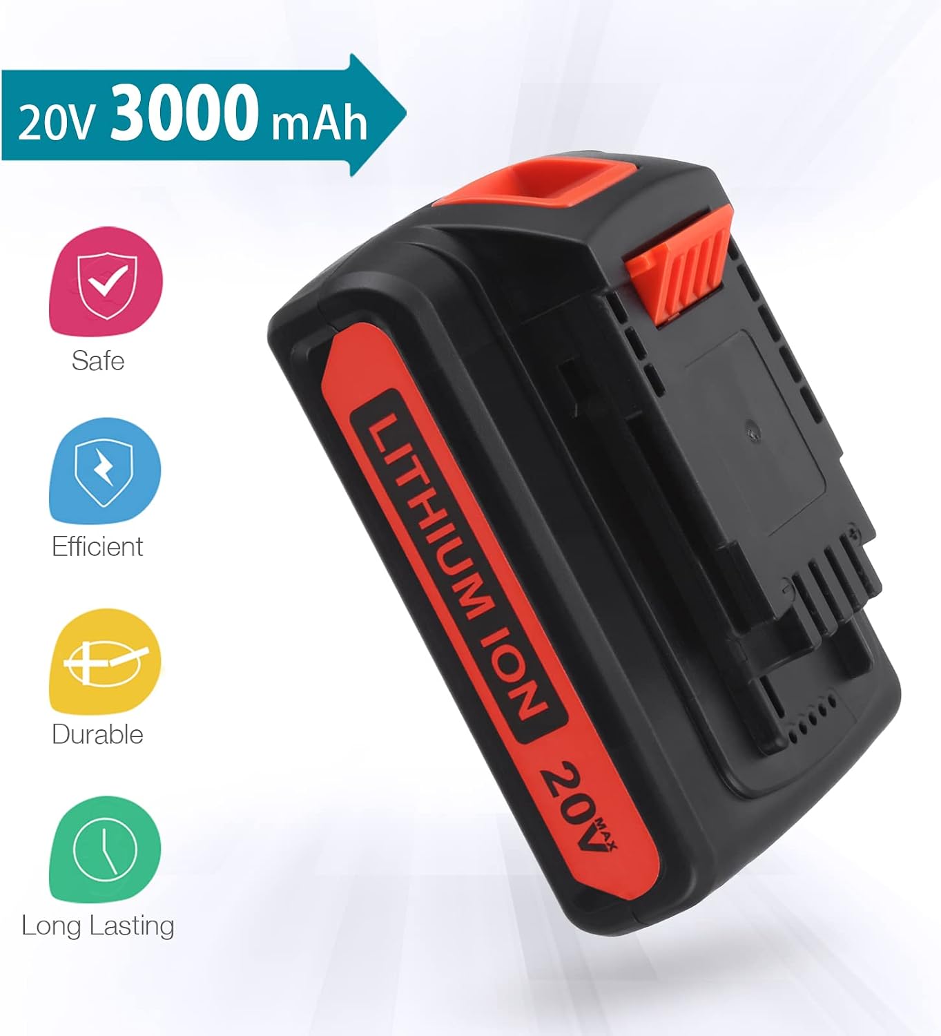LBXR20 20V 4.0Ah Replacement for Black and Decker 20V Lithium Battery Max LB20 LBX20 LBXR20-OPE LBXR2020-OPE LBXR20B-2 LST220 LST300 20-Volt Max
