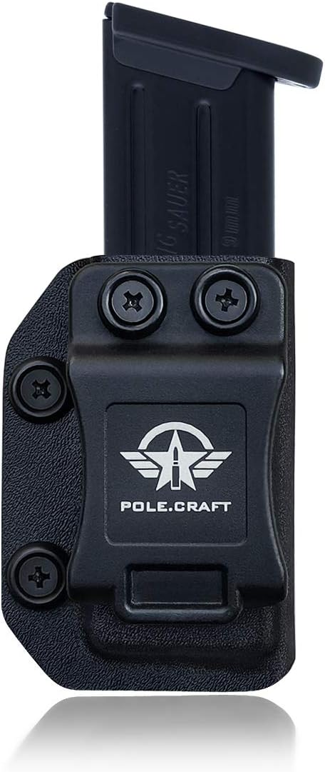 POLE.CRAFT IWB/OWB Magazine Holster Kydex - Mag Carrier Fits: 9mm .40 Double Stack / 9mm .40 Single Stack - P365 1911 Glock 19 19X 17 26 27 28 43 22