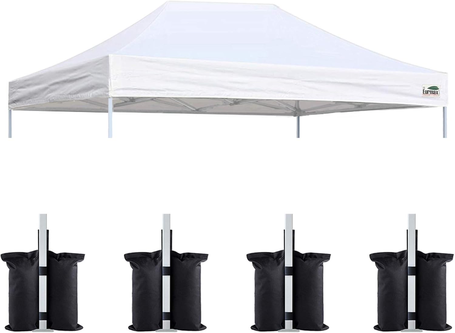 Eurmax USA 10x10 Pop Up Canopy Replacement Top,Universal Instant Canopy Cover ONLY,Heavy Duty UPF 50+ UV Protection,Water & Wind Resistant Tarp,30+ Colors Available,Bonus 4 Sand Bags (White)