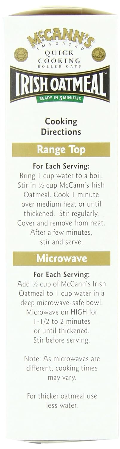 McCANN'S Irish Oatmeal, Quick Cooking Rolled Oats, 16-Ounce Boxes (Pack of 6)