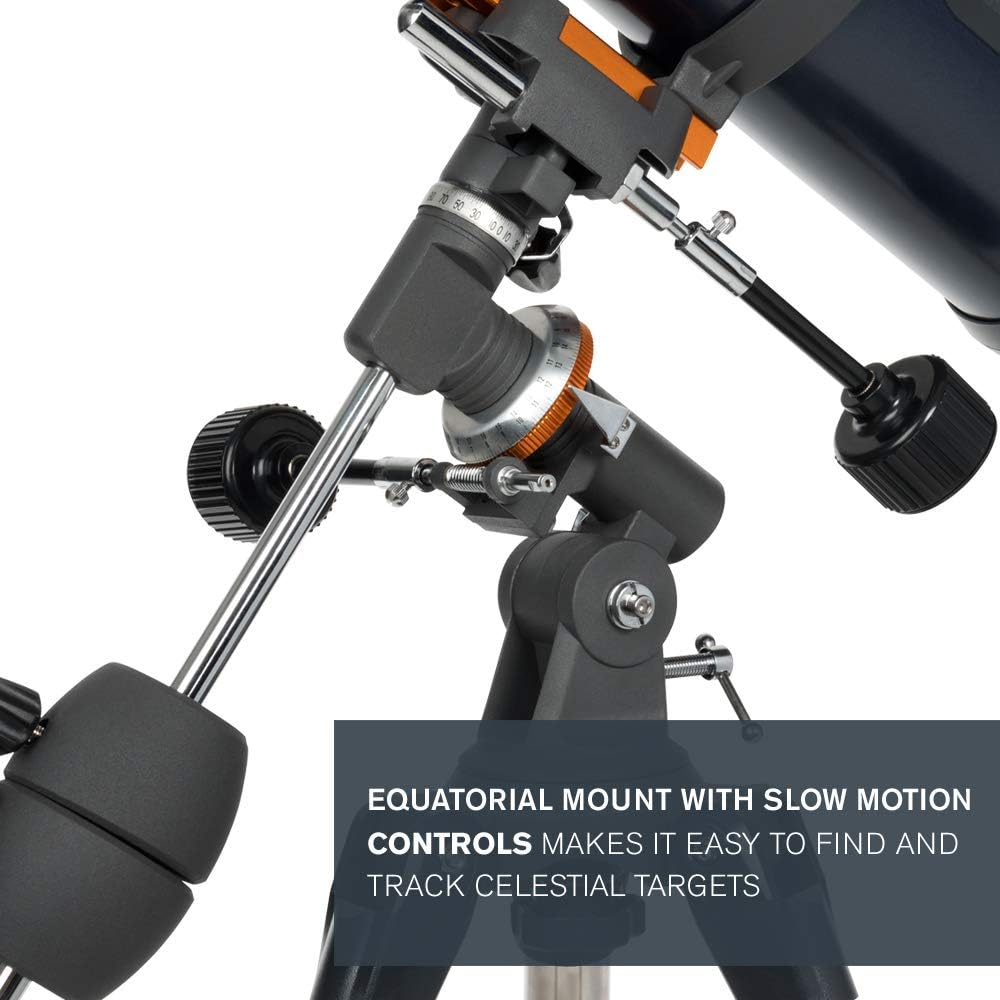 Celestron AstroMaster 130EQ Newtonian Telescope - Fully-Coated Glass Optics - Bonus Astronomy Software & Accessory Kit