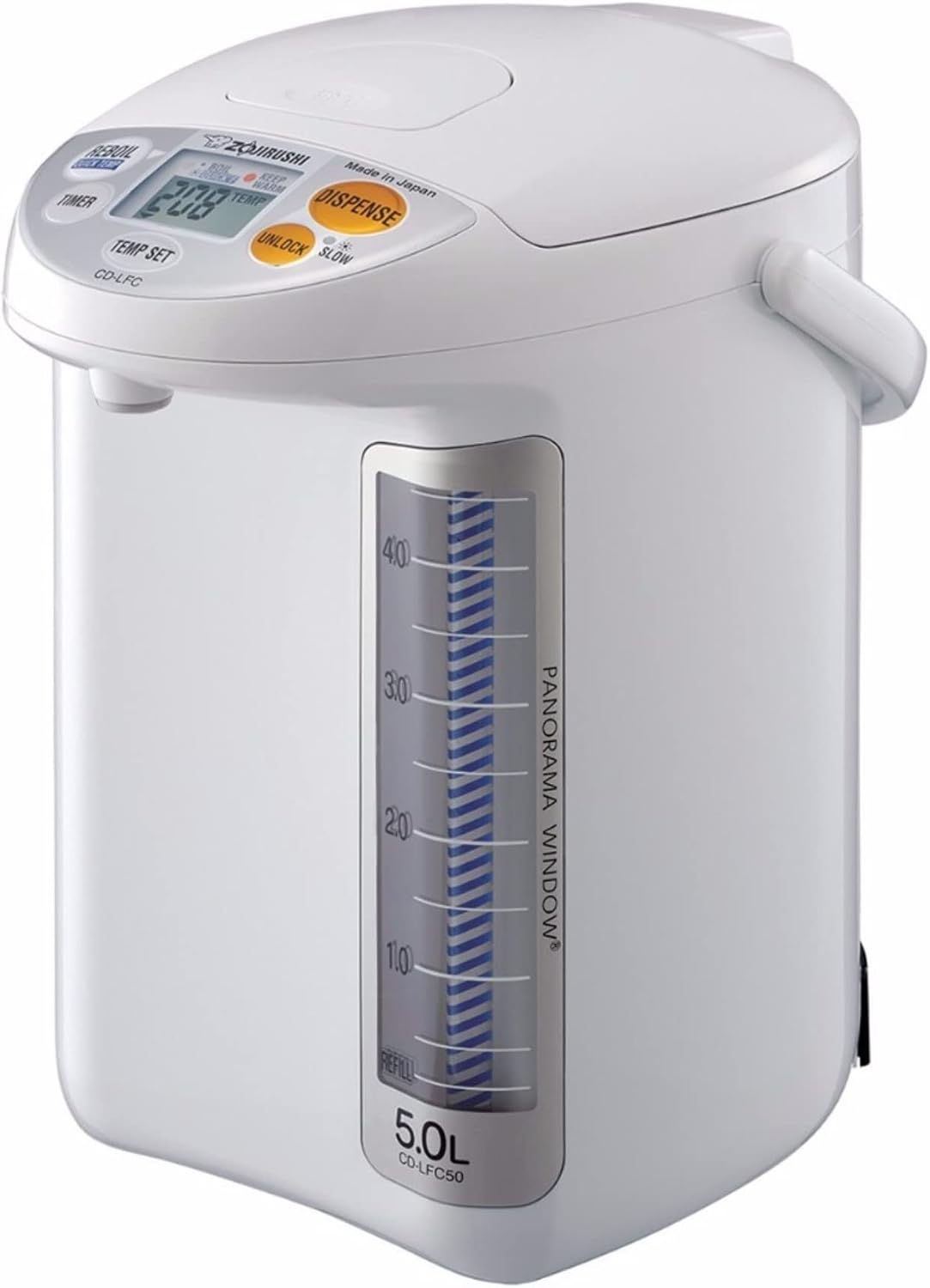Zojirushi CD LFC50 Micom Water Boiler and Warmer, 5.0l, 169 Oz (White) | Four keep-warm settings, Quick Temp mode, timer, panorama gauge