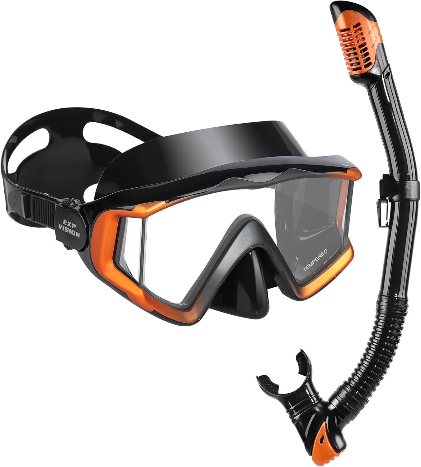 Adult Pano 3 Scuba Diving Mask, Tempered Glass Snorkel Mask Anti-Fog Swim Mask No Leakage Swim Goggles with Nose Cover Snorkeling Gear for Snorkeling