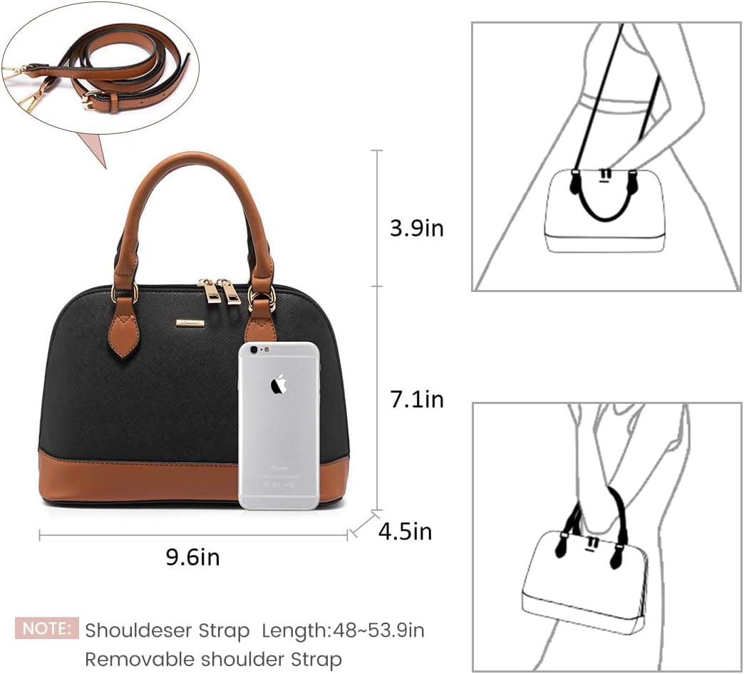 LOVEVOOK Purse for Women, Crossbody Dome Satchel Handbag with Double Zip