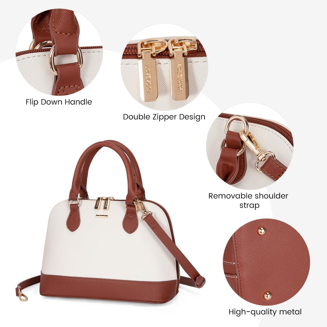 LOVEVOOK Purse for Women, Crossbody Dome Satchel Handbag with Double Zip