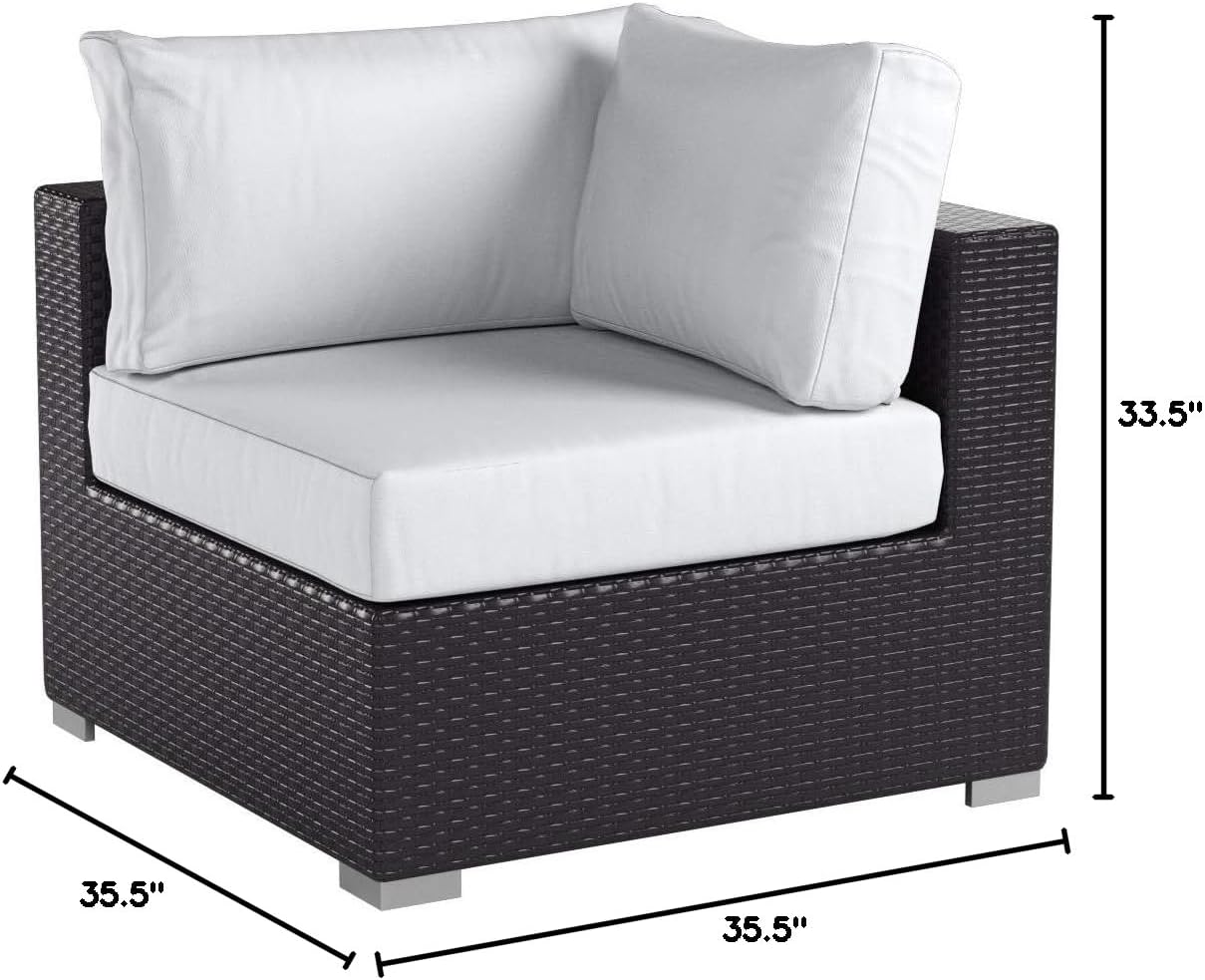 Modway Convene Wicker Rattan Outdoor Patio Loveseat in Espresso White
