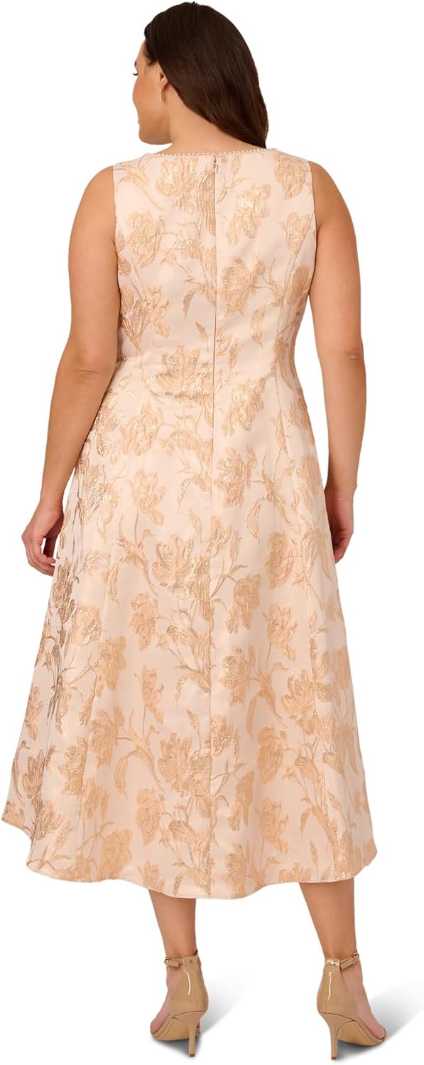Adrianna Papell Women's Plus-Size Beaded Illusion Gown