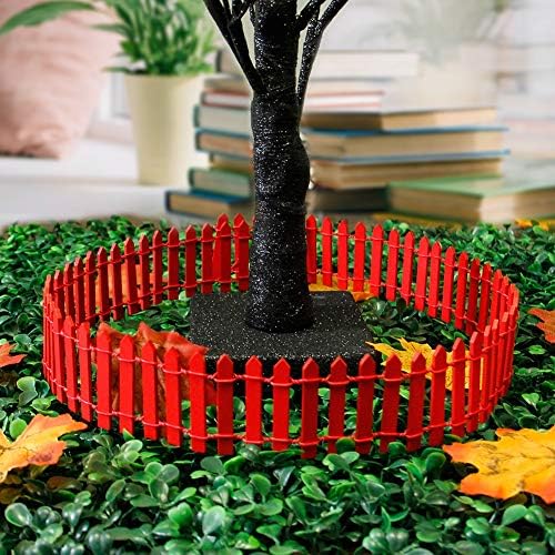Prsildan 40 Inches Miniature Fairy Garden Fence, DIY Wood Picket Fence Mini Ornament