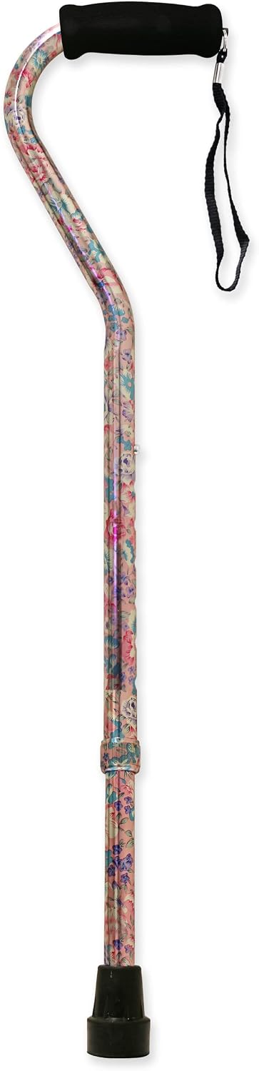 PCP Adjustable Cane, Offset Handle, Foam Grip, Wrist Strap, Lightweight Aluminum, Hunter Camouflage Pattern