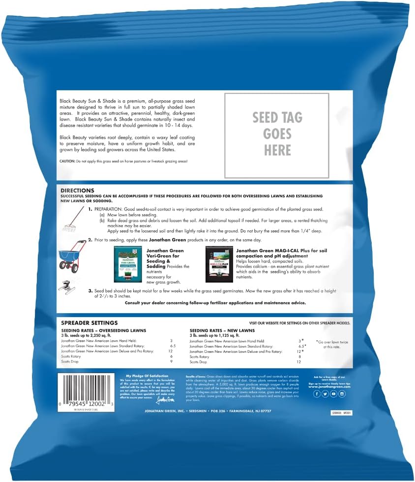 Jonathan Green (12005) Black Beauty Sun & Shade Grass Seed - Cool Season Lawn Seed (7 lb)