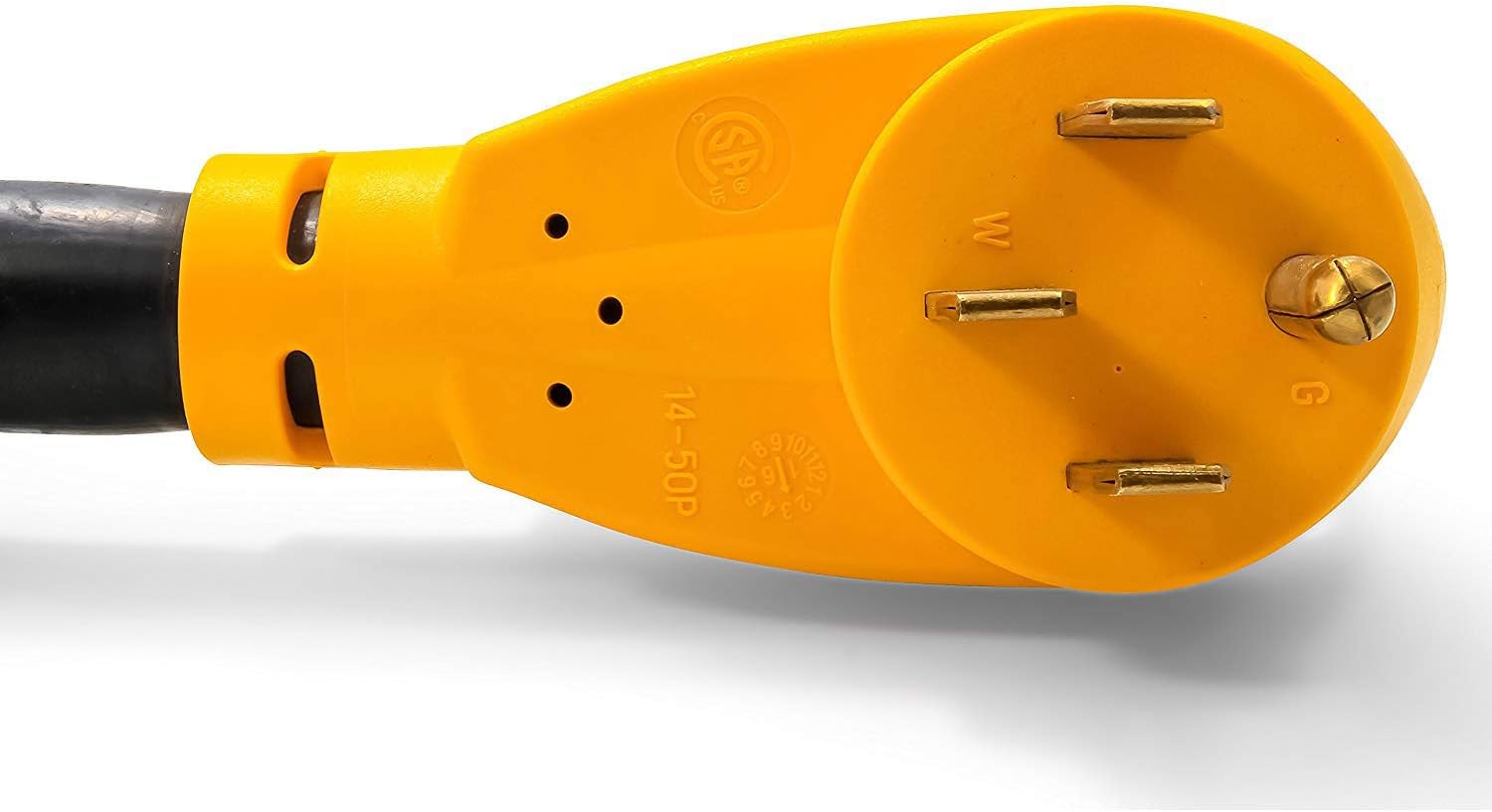 Camco Power Grip 25-Ft 50 Amp RV Extension Cord - NEMA 14-50P Male & FSS2-50R Locking Female Connectors - Rated for 125/250 V/12,500 W - Features Copper 6/3 + 8/1-Gauge Wires for Conductivity (55542)