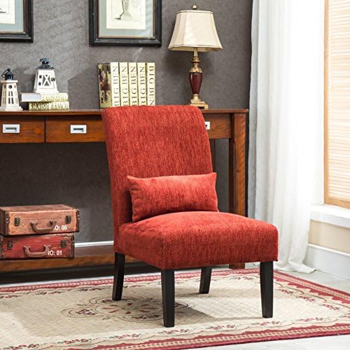 Roundhill Furniture Pisano Teal Blue Fabric Armless Contemporary Accent Chair with Kidney Pillow