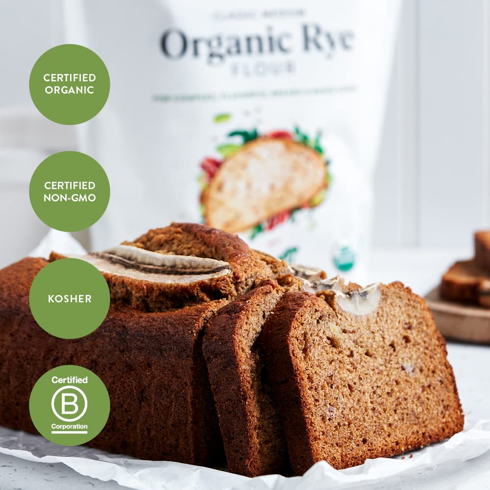King Arthur Organic Medium Rye Flour - 3 lbs for Complex Flavorful Breads & Baked Goods - 100% US Grown & Milled - Non-GMO Project Verified - Robust